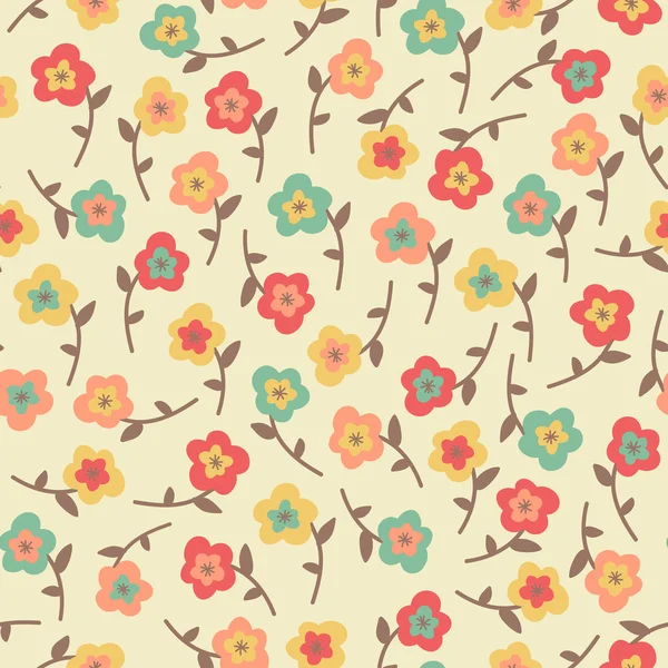 Increíble lindo patrón floral colorido vintage sin costuras — Vector de stock