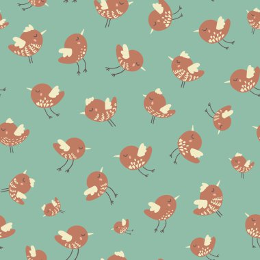 İnanılmaz şirin sorunsuz vintage renkli kuş tavuk desen