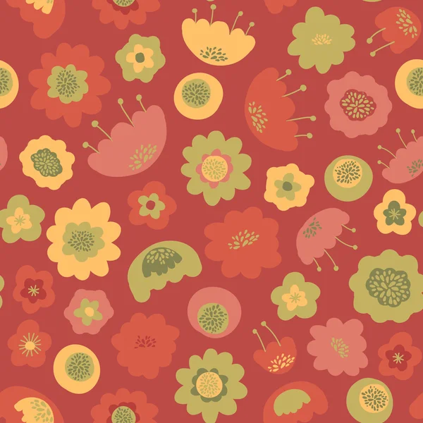 Christmas amazing cute seamless vintage red floral pattern — Stock Vector