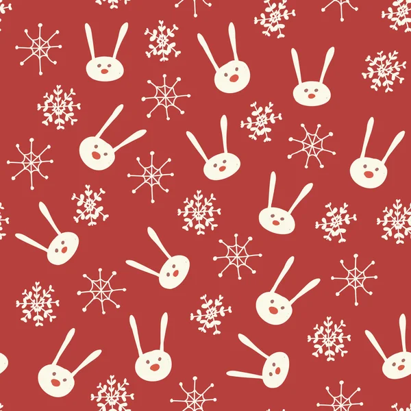 Noël incroyable sans couture mignon motif rouge lapin flocon de neige Illustration De Stock