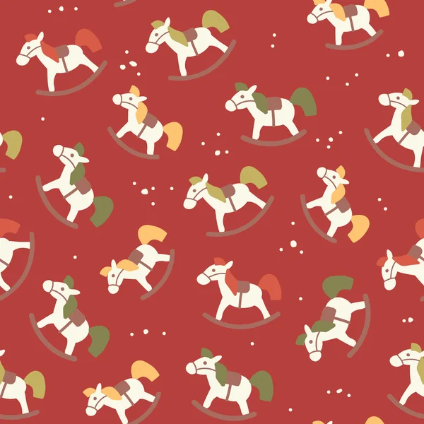 Noël incroyable sans couture mignon cheval jouet motif rouge Graphismes Vectoriels