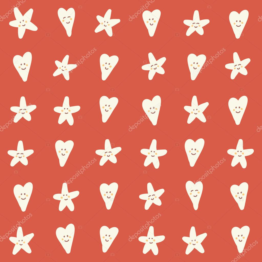 Christmas amazing seamless cute heart star red pattern