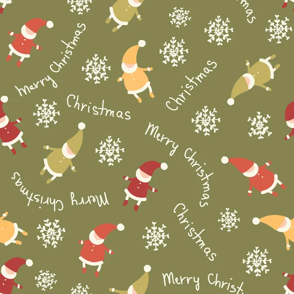 Noël incroyable sans couture mignon flocon de neige santa motif vert — Image vectorielle