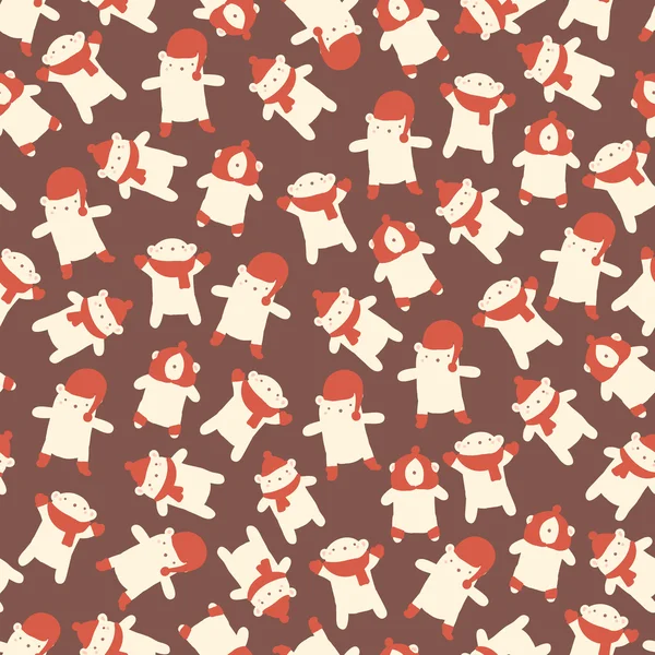Christmas amazing seamless cute bear brown pattern — Wektor stockowy