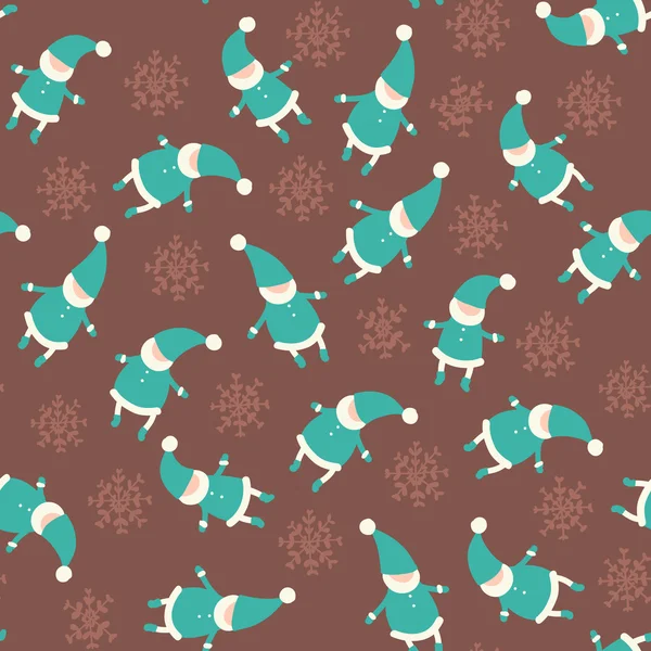 Christmas amazing seamless cute santa blue brown pattern — 图库矢量图片