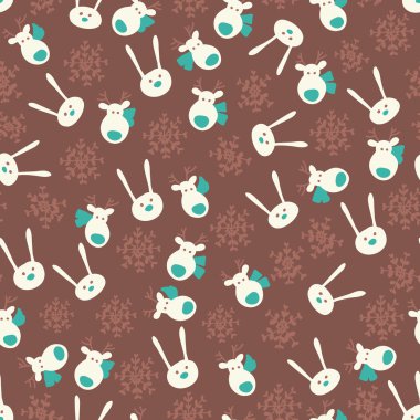 Noel inanılmaz sorunsuz sevimli geyik kar tanesi tavşan kış desen