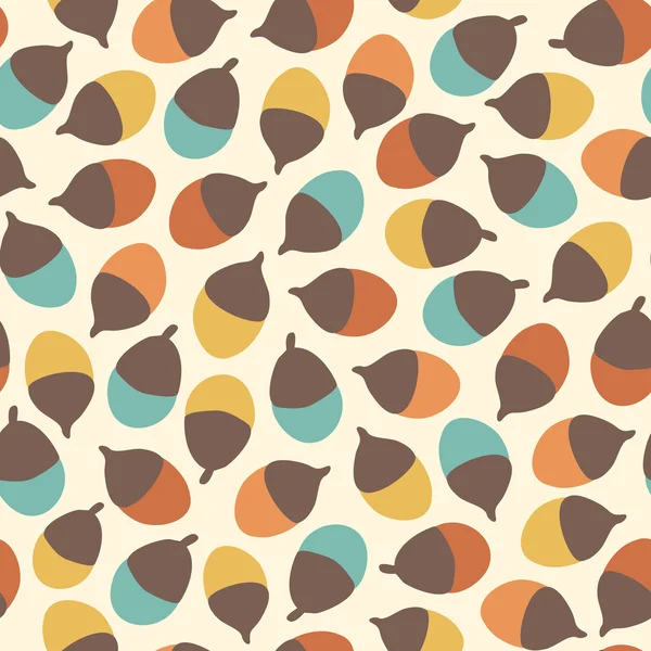 Amazing cute seamless vintage colorful acorn pattern — Stock Vector