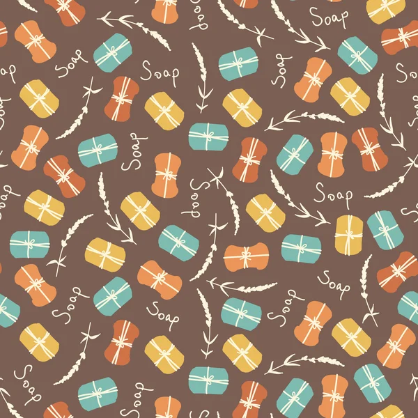 Soap making, essential oil vector seamless pattern. Thyme, rosemary, lavender, basil, citronella, pine, peppermint. Illustration Stock Illustration