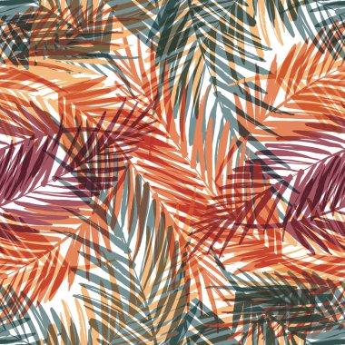 Palmiye yaprakları ile Seamless egzotik modeli .