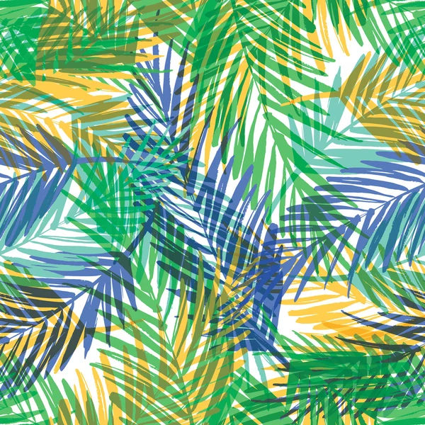 Palmiye yaprakları ile Seamless egzotik modeli . — Stok Vektör