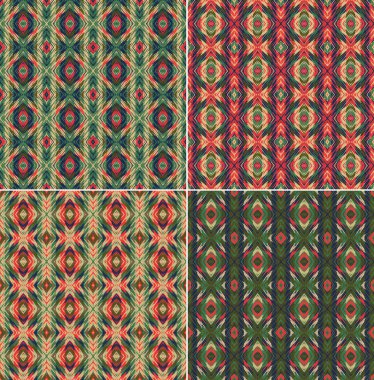 abstract ethnic fabric pattern set clipart