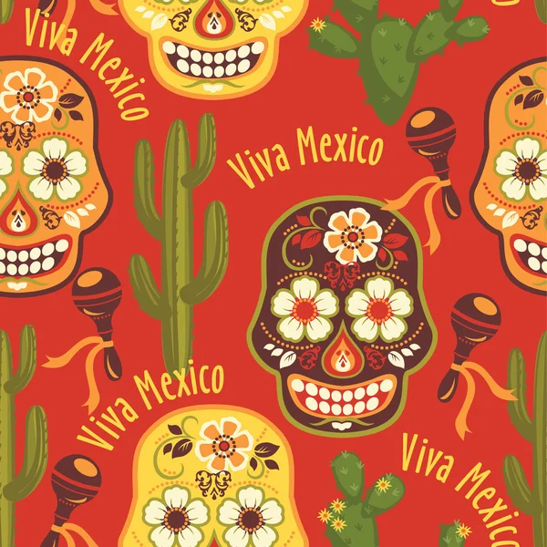 Modèle vectoriel sans couture avec des symboles mexicains traditionnels . — Image vectorielle