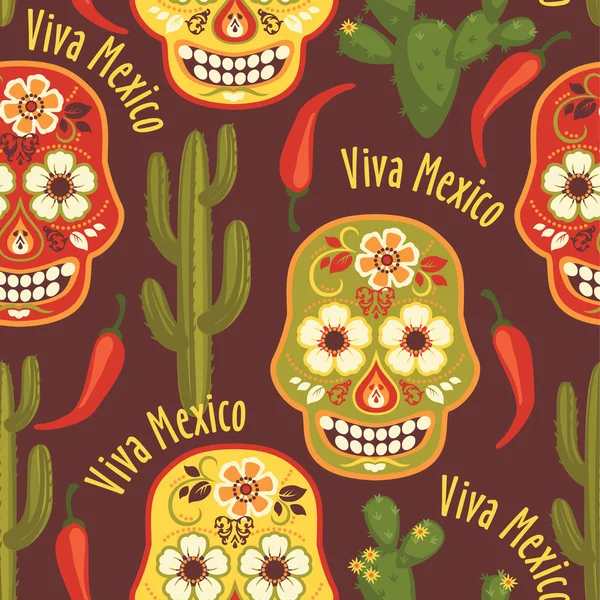 Patrón sin costura vectorial con símbolos mexicanos tradicionales . — Archivo Imágenes Vectoriales