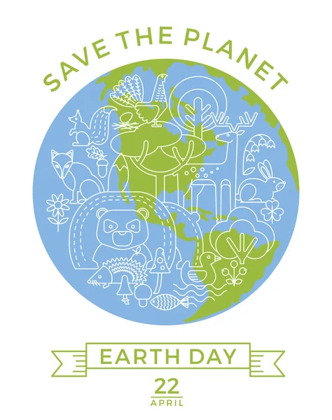 Earth Day. Conceptual design for the conservation of nature. — Stock Vector