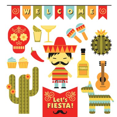Vector set with traditional Mexican symbols.  clipart
