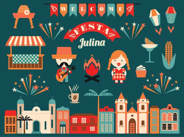 Fiesta latinoamericana, la fiesta de junio de Brasil . — Archivo Imágenes Vectoriales