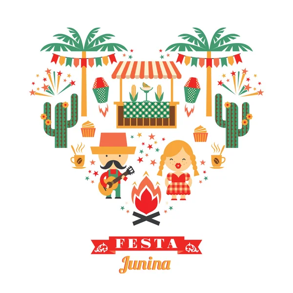 Fiesta latinoamericana, la fiesta de junio de Brasil . — Vector de stock