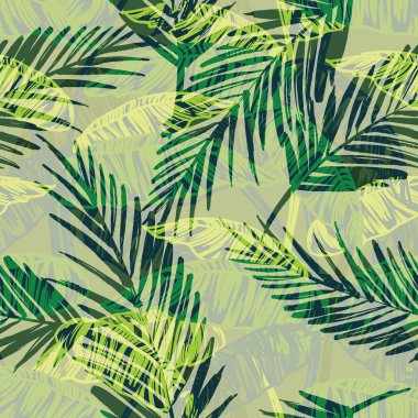 Palmiye yaprakları ile Seamless egzotik modeli