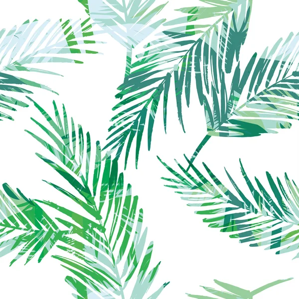 シュロの葉とシームレスなエキゾチックなパターン — ストックベクタ