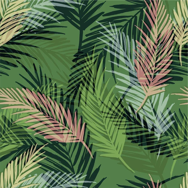 Palmiye yaprakları ile Seamless egzotik modeli — Stok Vektör
