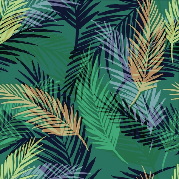 Бесшовный экзотический узор с пальмовыми листьями — стоковый вектор