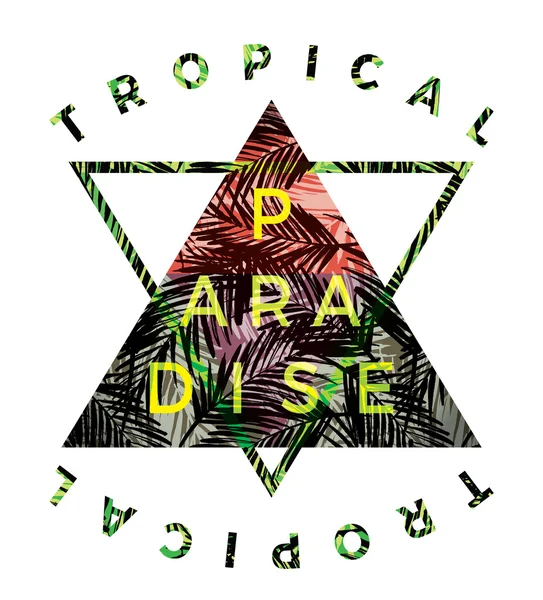 Estampado tropical de verano con eslogan para camiseta — Archivo Imágenes Vectoriales