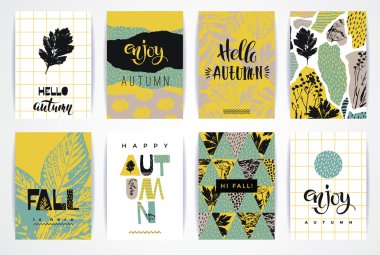 Sanatsal yaratıcı sonbahar kart dizisini.