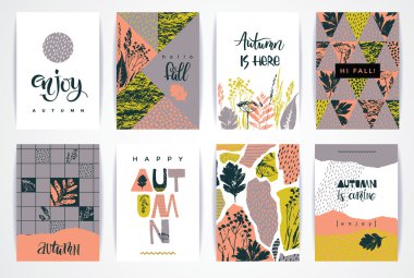 Sanatsal yaratıcı sonbahar kart dizisini.
