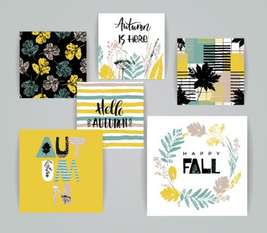 Sanatsal yaratıcı sonbahar kart dizisini.