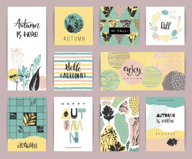 Sanatsal yaratıcı sonbahar kart dizisini.