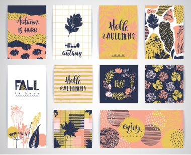 Sanatsal yaratıcı sonbahar kart dizisini.