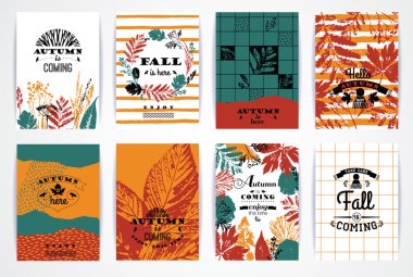 Sanatsal yaratıcı sonbahar kart dizisini.