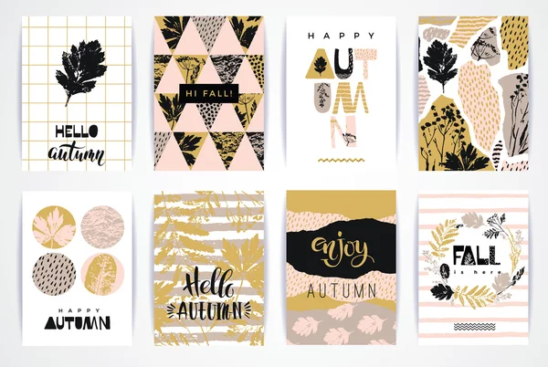 Conjunto de tarjetas creativas artísticas de otoño . — Vector de stock