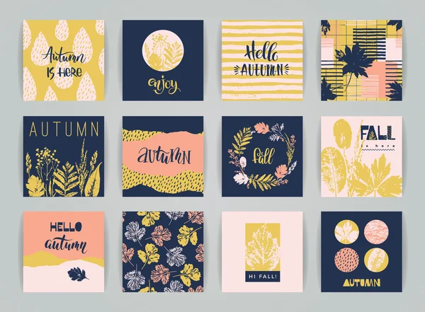 Conjunto de tarjetas creativas artísticas de otoño . — Vector de stock