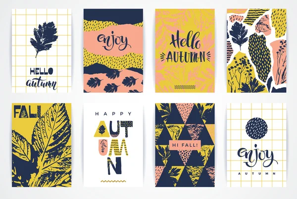 Conjunto de tarjetas creativas artísticas de otoño . — Vector de stock