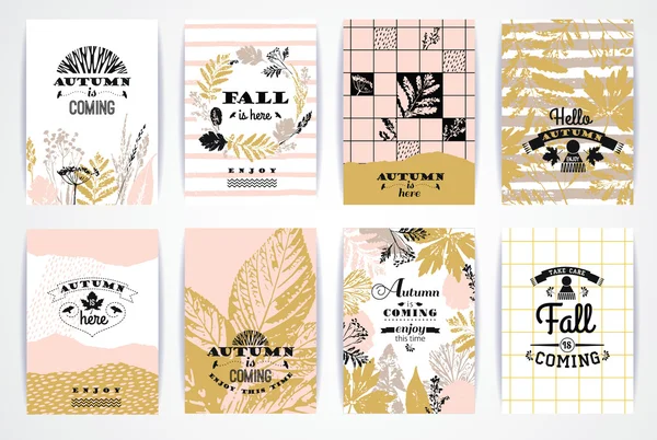 Conjunto de tarjetas creativas artísticas de otoño . — Vector de stock