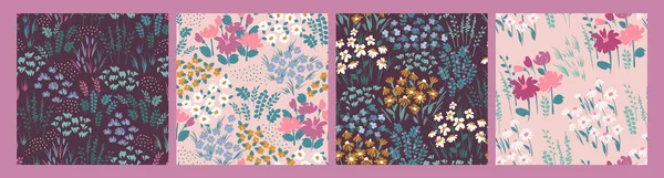 Motifs floraux sans couture. Conception vectorielle pour le papier, la couverture, le tissu, la décoration intérieure et autres. — Image vectorielle