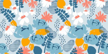 Çiçeksel, soyut, pürüzsüz desen. Farklı surfaslar için vektör tasarımı.