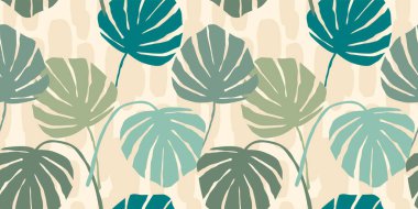 Soyut yaprakları olan sanatsal kusursuz desen. Kağıt, kapak, kumaş, iç dekorasyon ve diğer şeyler için modern tasarım