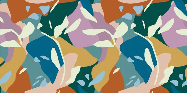 Künstlerisches nahtloses Muster mit abstrakten Blättern. Modernes Design für Papier, Einband, Stoff, Inneneinrichtung und andere. — Stockvektor