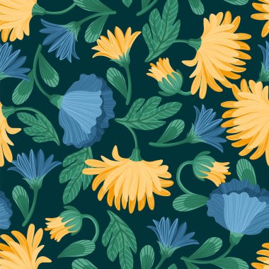 Çiçeksel, soyut, pürüzsüz desen. Vektör tasarımı