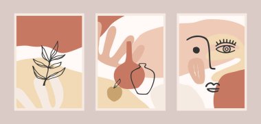 Bir dizi modern sanat baskısı. Çizgi çalışması. Modern vektör tasarımı