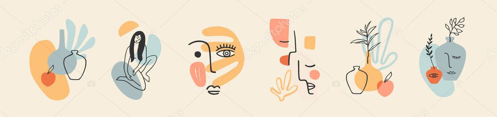 Set of Contemporary compositions. Line art. Modern vector design for logo, branding, t-shirt, posters, cards, packaging and more