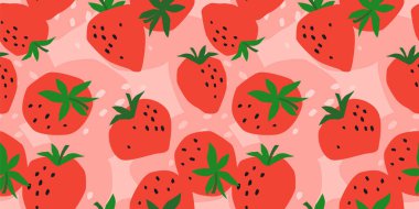 Strawberry ile vektörsüz desen. Moda el yapımı kumaşlar. Modern soyut tasarım