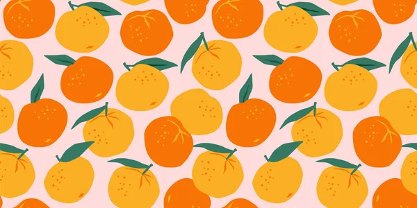 Vektorový vzor s mandarinkami. Moderní ručně kreslené textury. Moderní abstraktní design. — Stockový vektor