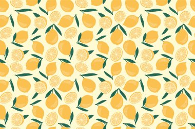 Limon ve limonlarla kusursuz bir şablon. Moda el yapımı kumaşlar. Modern soyut tasarım