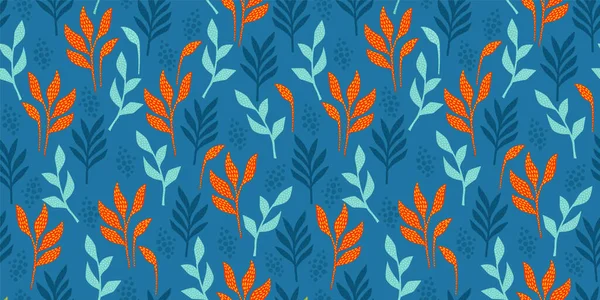 Helle lustige nahtlose Muster mit abstrakten Blättern. Vektordesign — Stockvektor