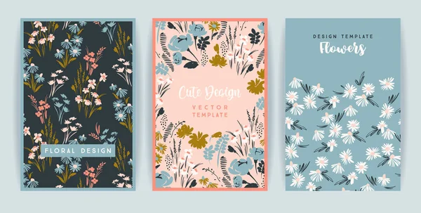Set of vector floral design. Template for card, poster, flyer, home decor and other — Stockvektor