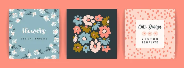 Set de design floral vectorial. Șablon pentru card, poster, pliant, decor acasă și alte — Vector de stoc