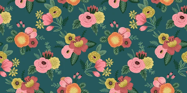 Folk florales nahtloses Muster. Modernes abstraktes Design — Stockvektor